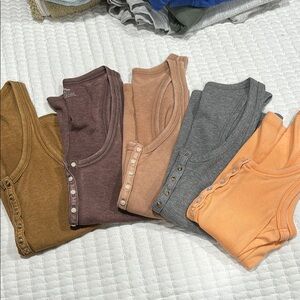 Aerie Set of 5 Ribbed Button-Down Tank Tops